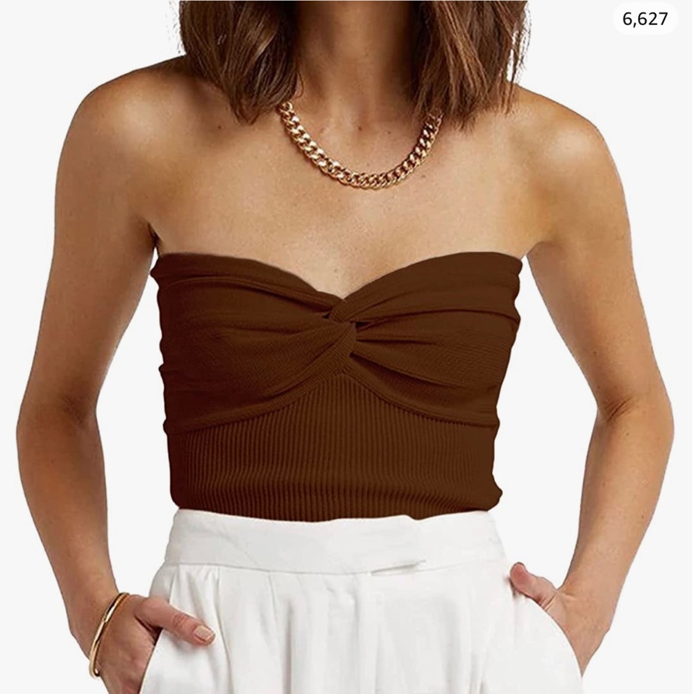 Amazon knitted tube top in coffee - Medium